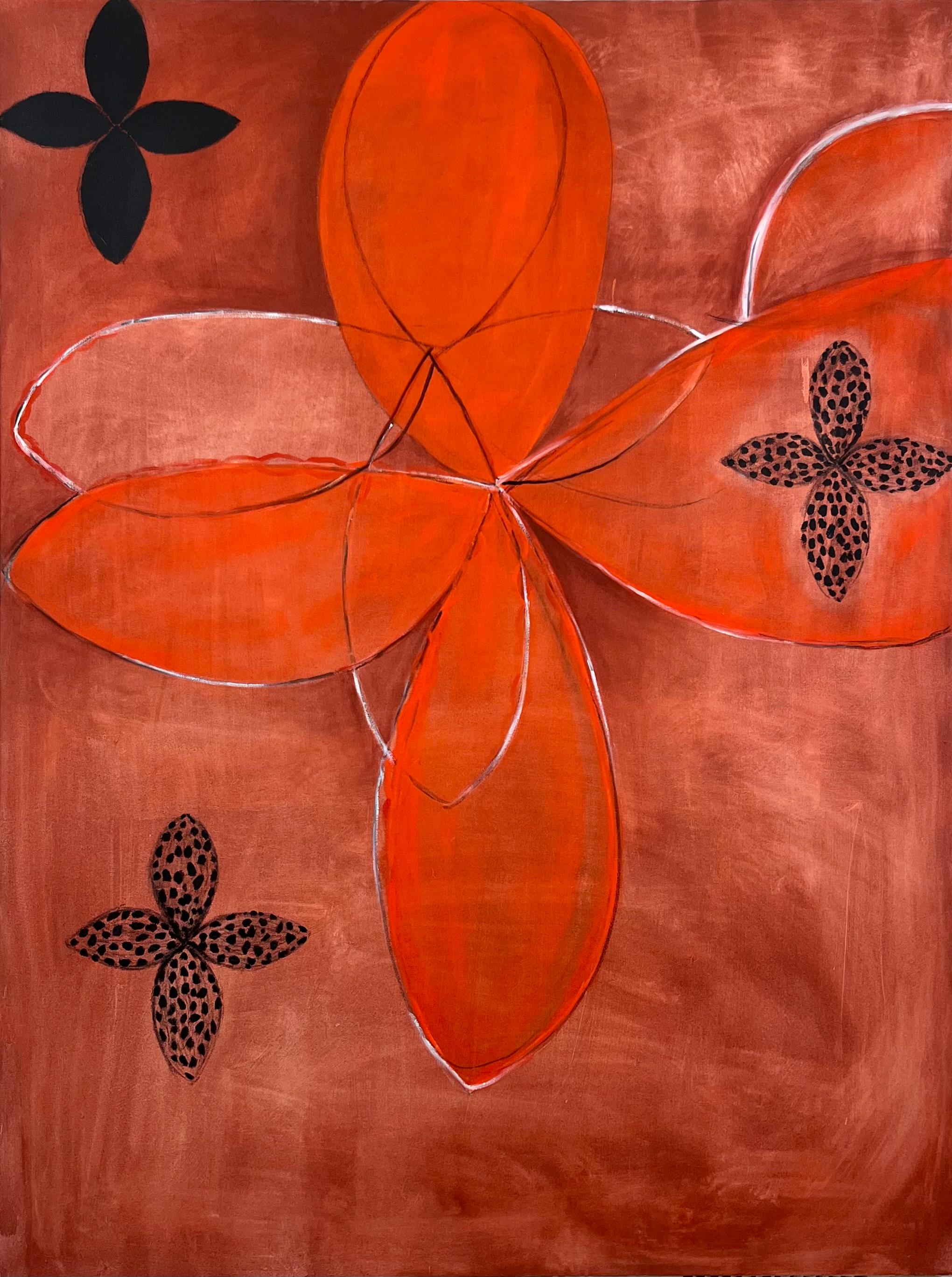 Martha Lloyd Abstract Painting – "Libellule (Libelle)" zeitgenössische abstrakte florale Acrylmalerei auf Leinwand