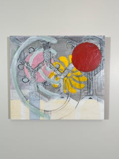 "Red Moon" - contemporary abstract acrylic painting on board