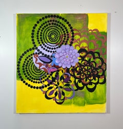 "Untitled" - contemporary abstract floral acrylic painting on canvas