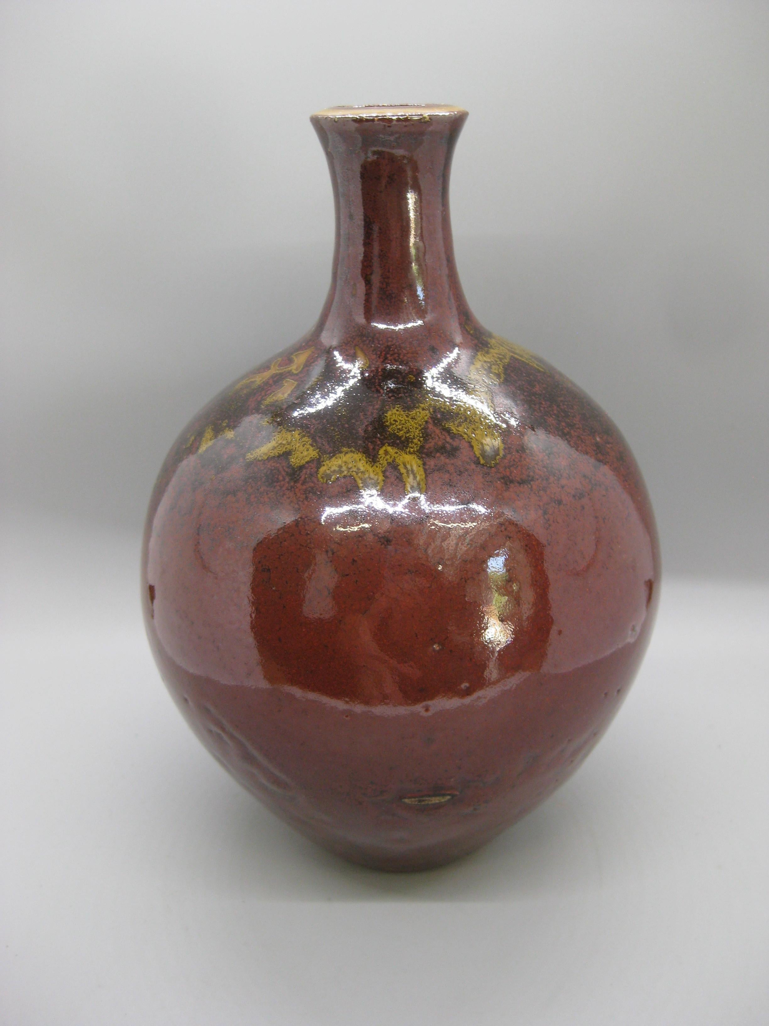 Fatto a mano Martha Longenecker San Diego California Studio Pottery Vaso con smalto salino in vendita