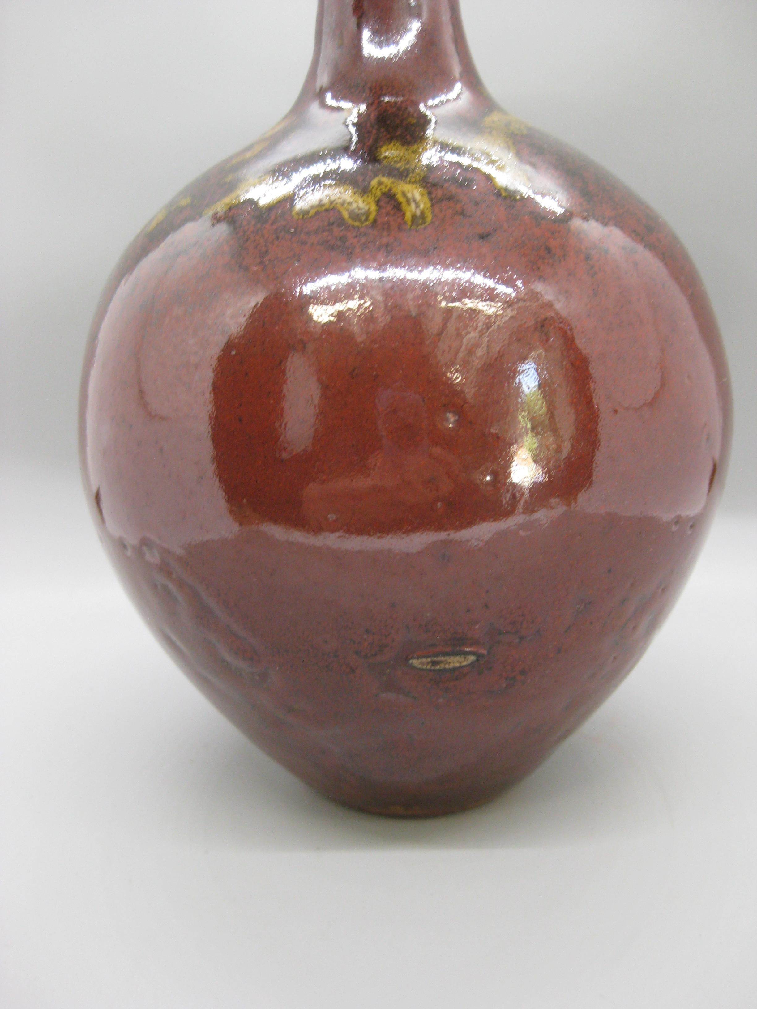 Terracotta Martha Longenecker San Diego California Studio Pottery Vaso con smalto salino in vendita