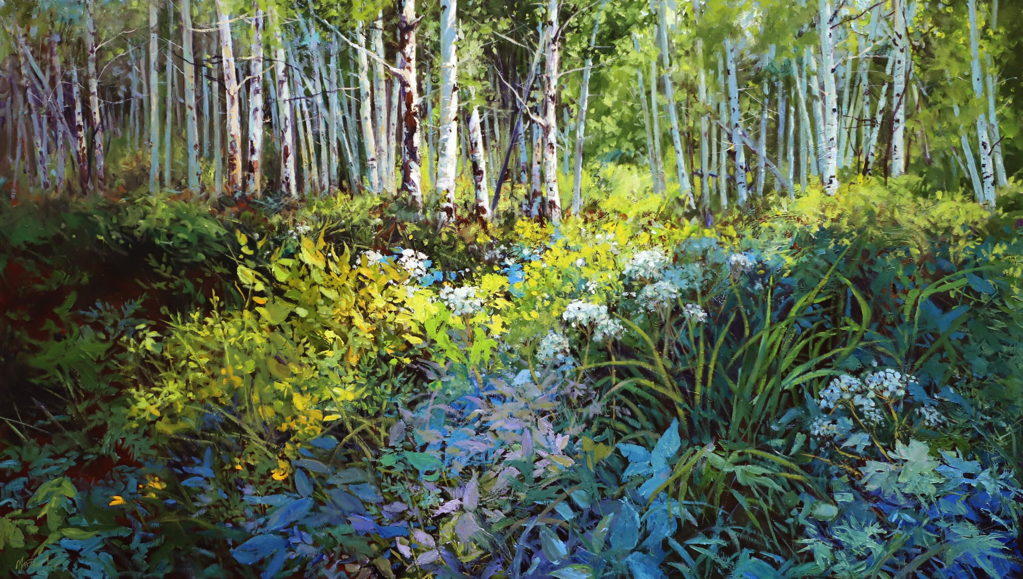 Aspen Sun Patterns - Impressionist Painting by Martha Mans