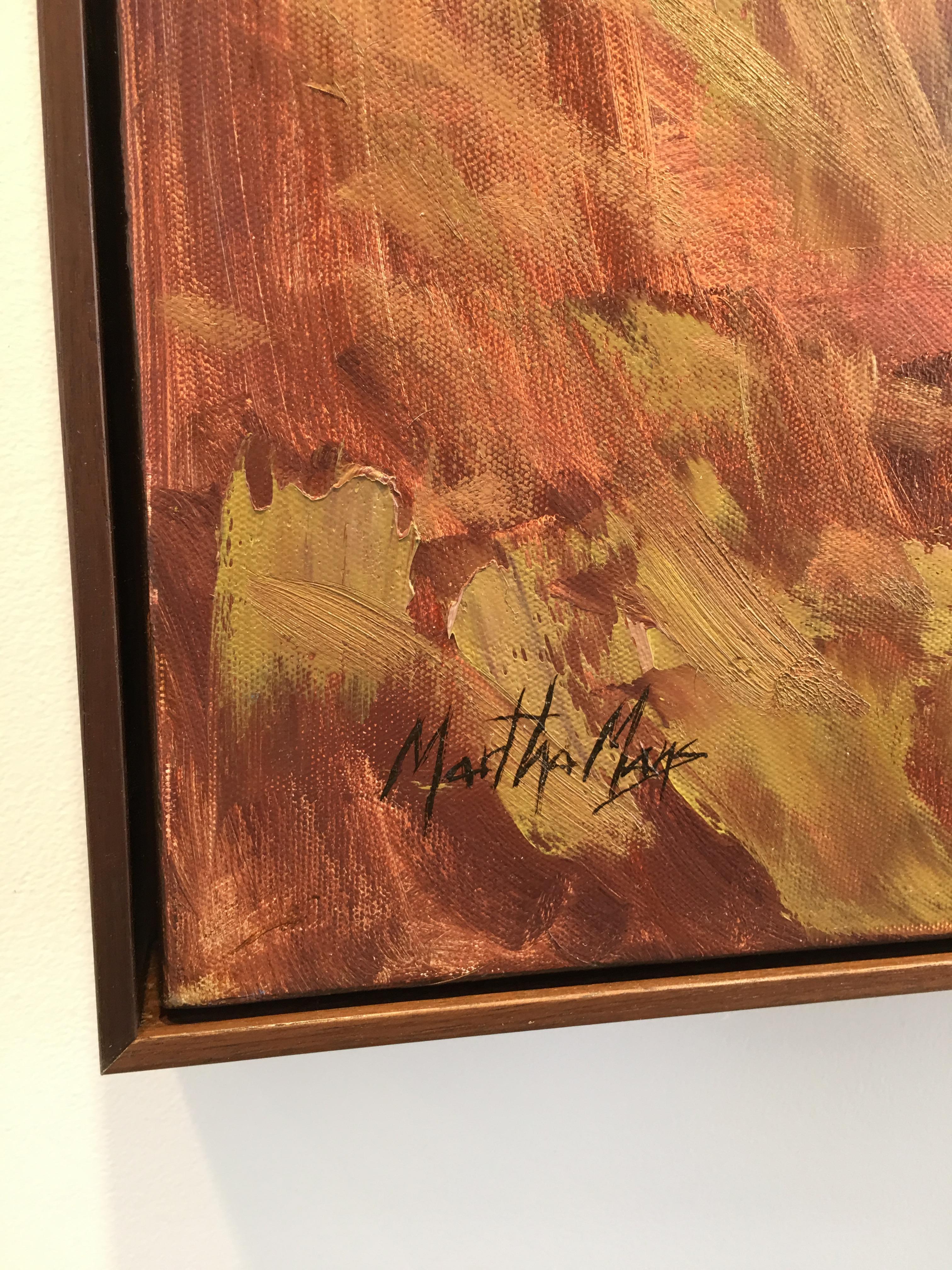 Aspen's Last Song - Brown Landscape Painting by Martha Mans