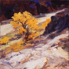„Chama River Cottonwood“, Öl auf Holztafel, Landschaftsgemälde, 21. Jahrhundert