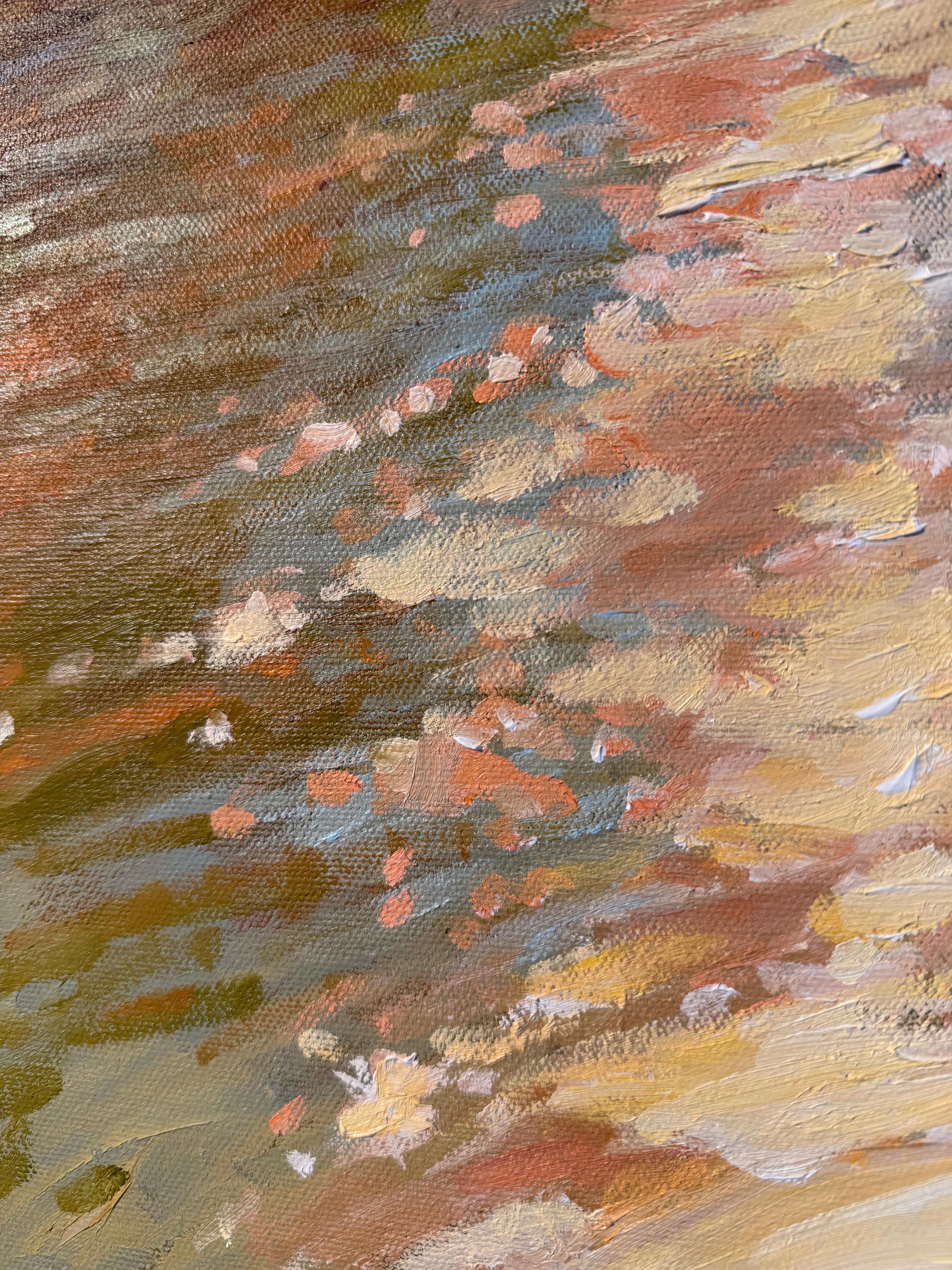 Atardecer en el río Chama - Landscape Painting Beige de Martha Mans