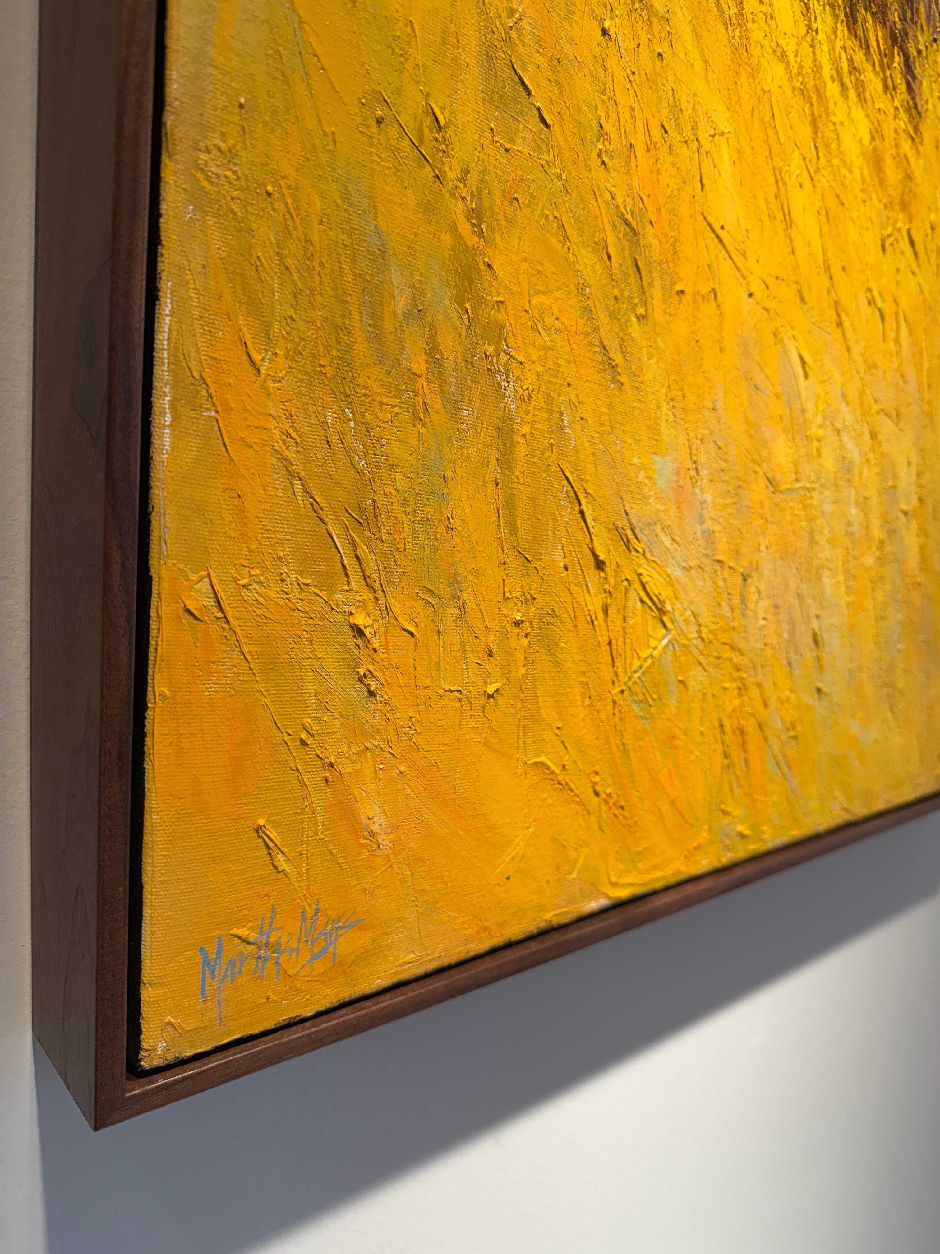 Martha Mans
lavender gray white blue green yellow peach brown orange
framed in brown frame

The painting process has been an evolving experience for me from the time I was very young and first started painting in oil until now.  Each stage had to be