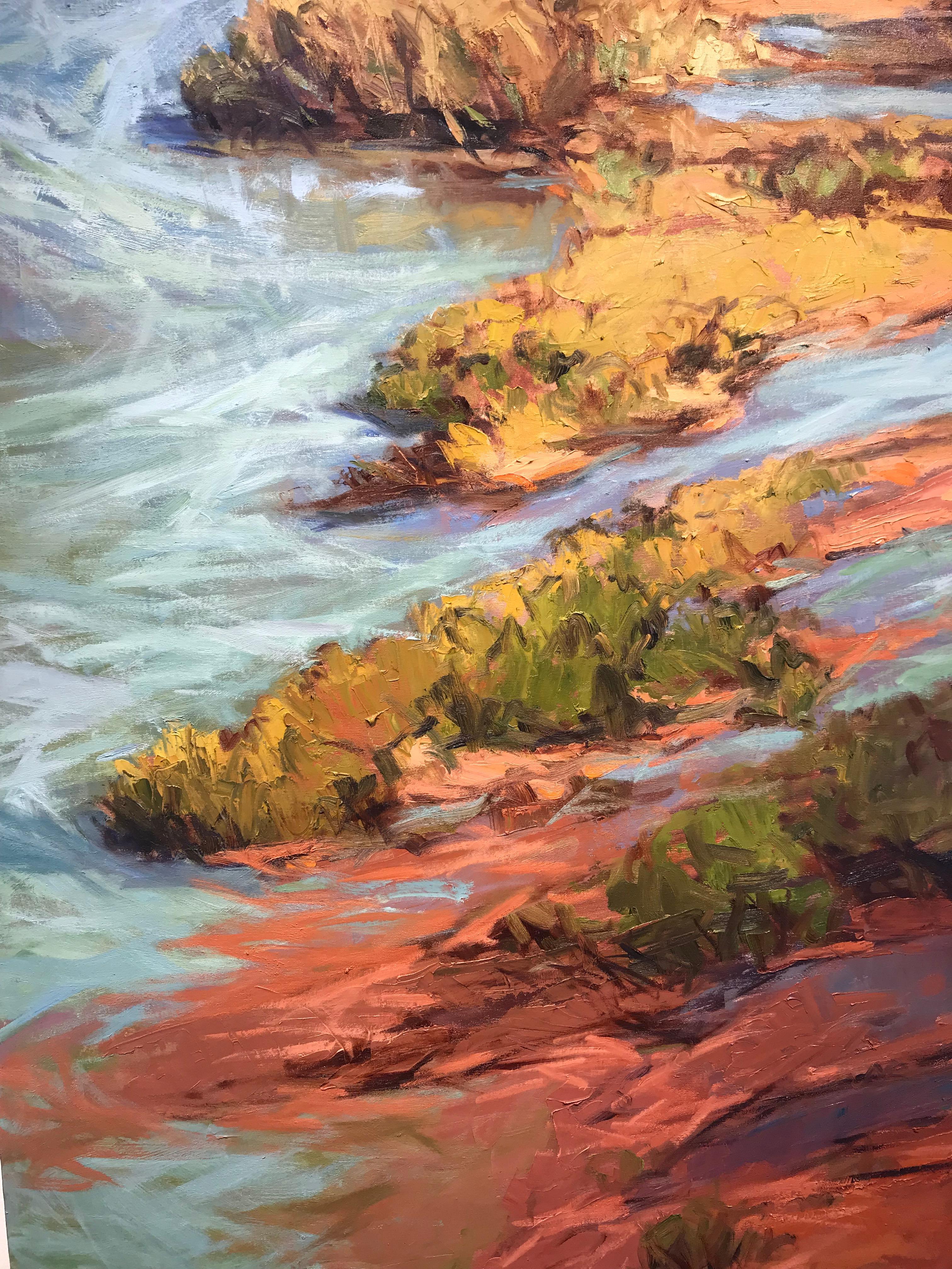 Island Rhythms - Brown Landscape Painting by Martha Mans