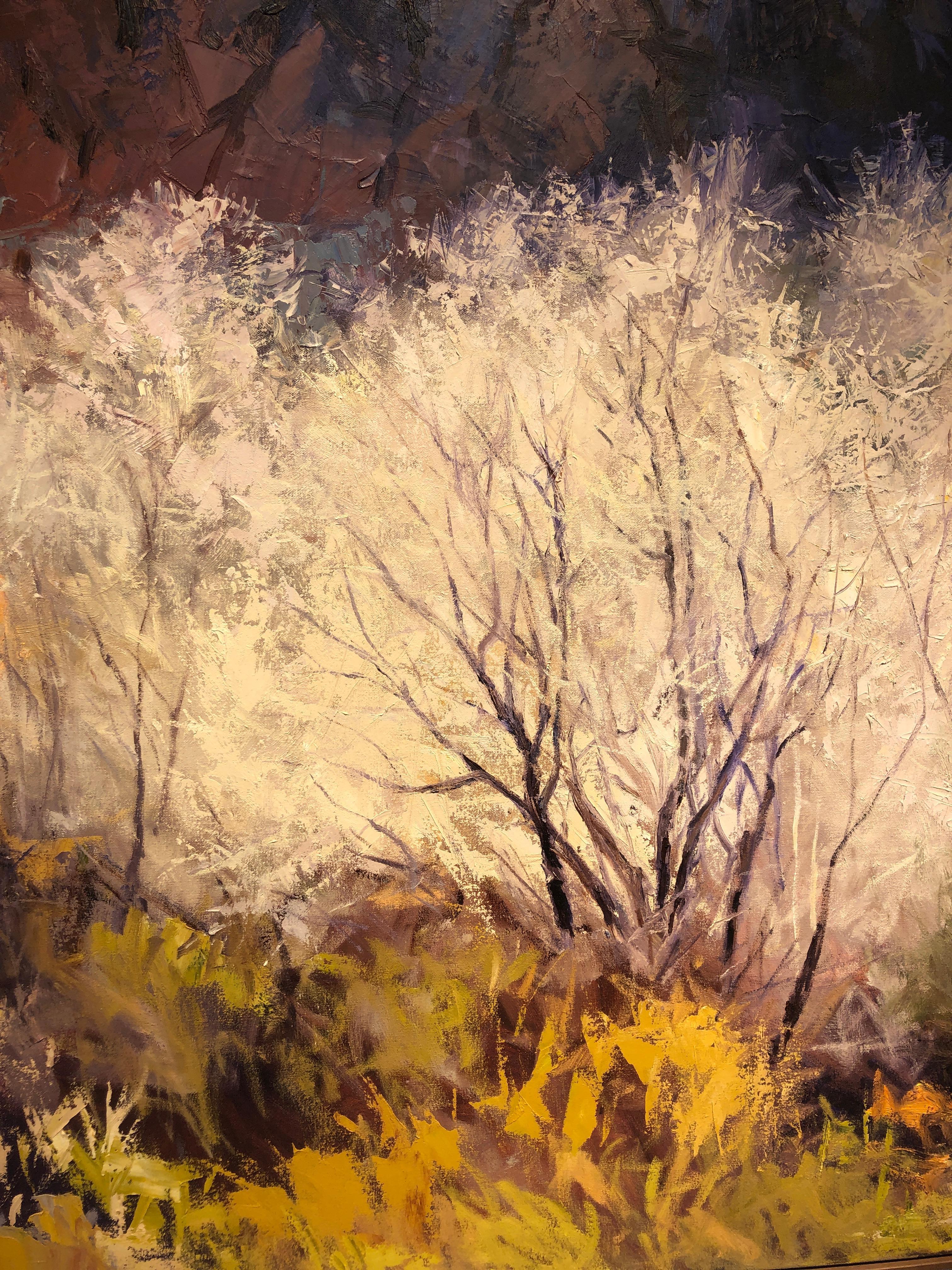 Last Days of Autumn - Brown Landscape Painting by Martha Mans