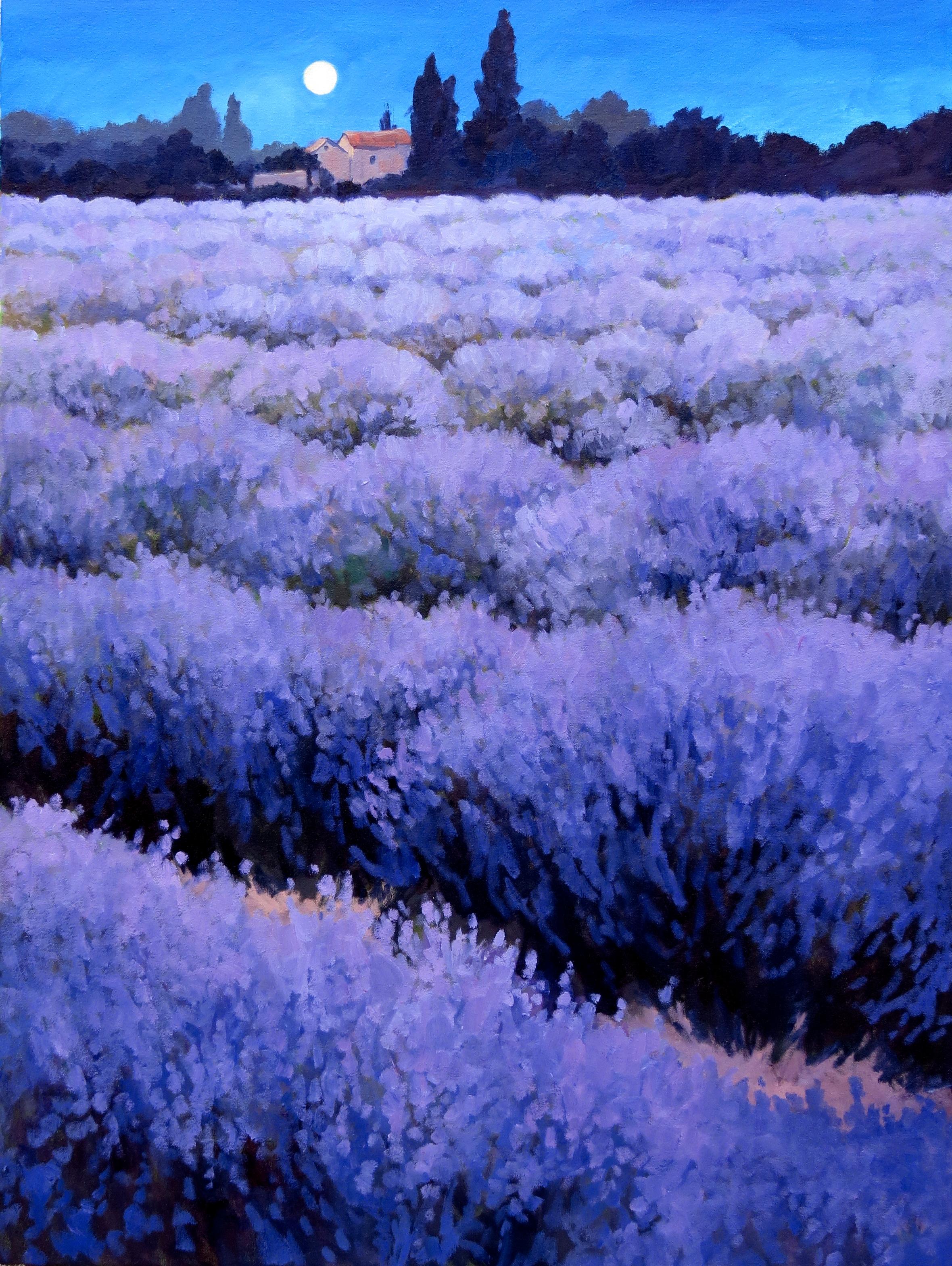 Martha Mans Landscape Painting - Lavender by Moonlight