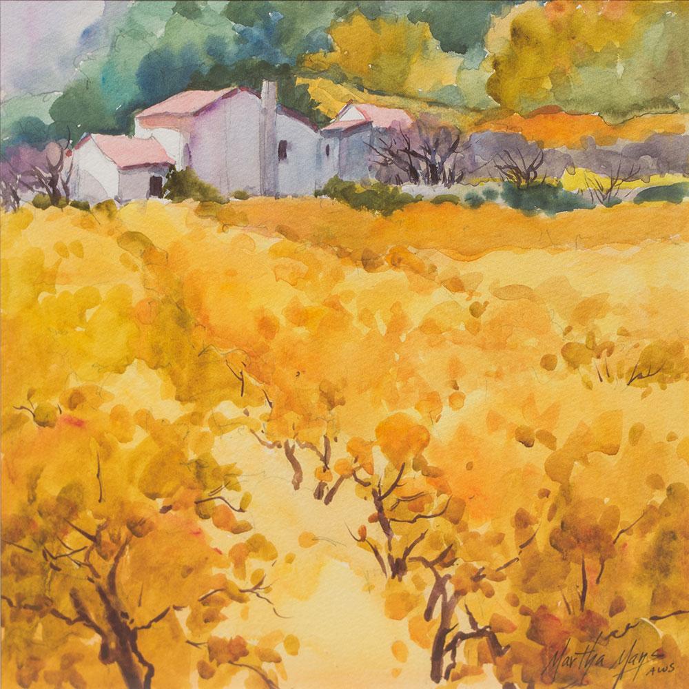 Martha Mans Landscape Painting - Limoux Vineyard