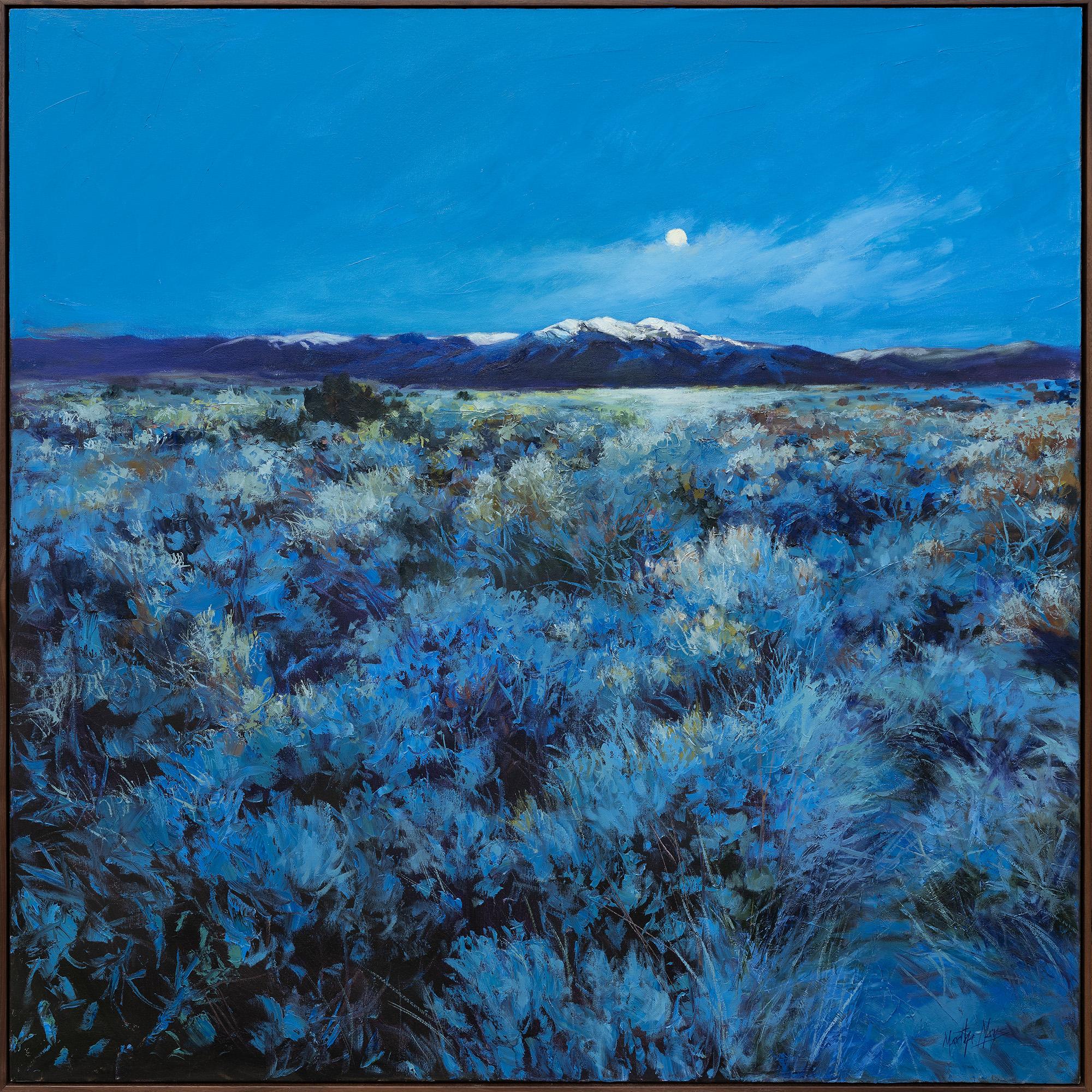 Martha Mans Landscape Painting - Moonlight Over Taos