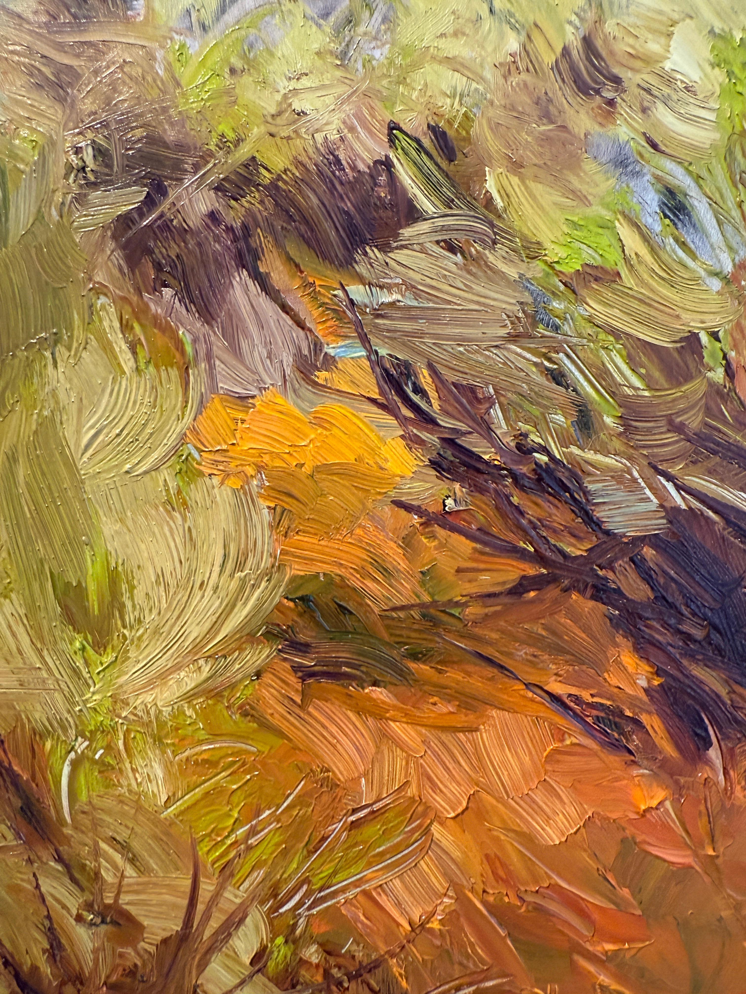 Santa Fe Sage (Braun), Landscape Painting, von Martha Mans