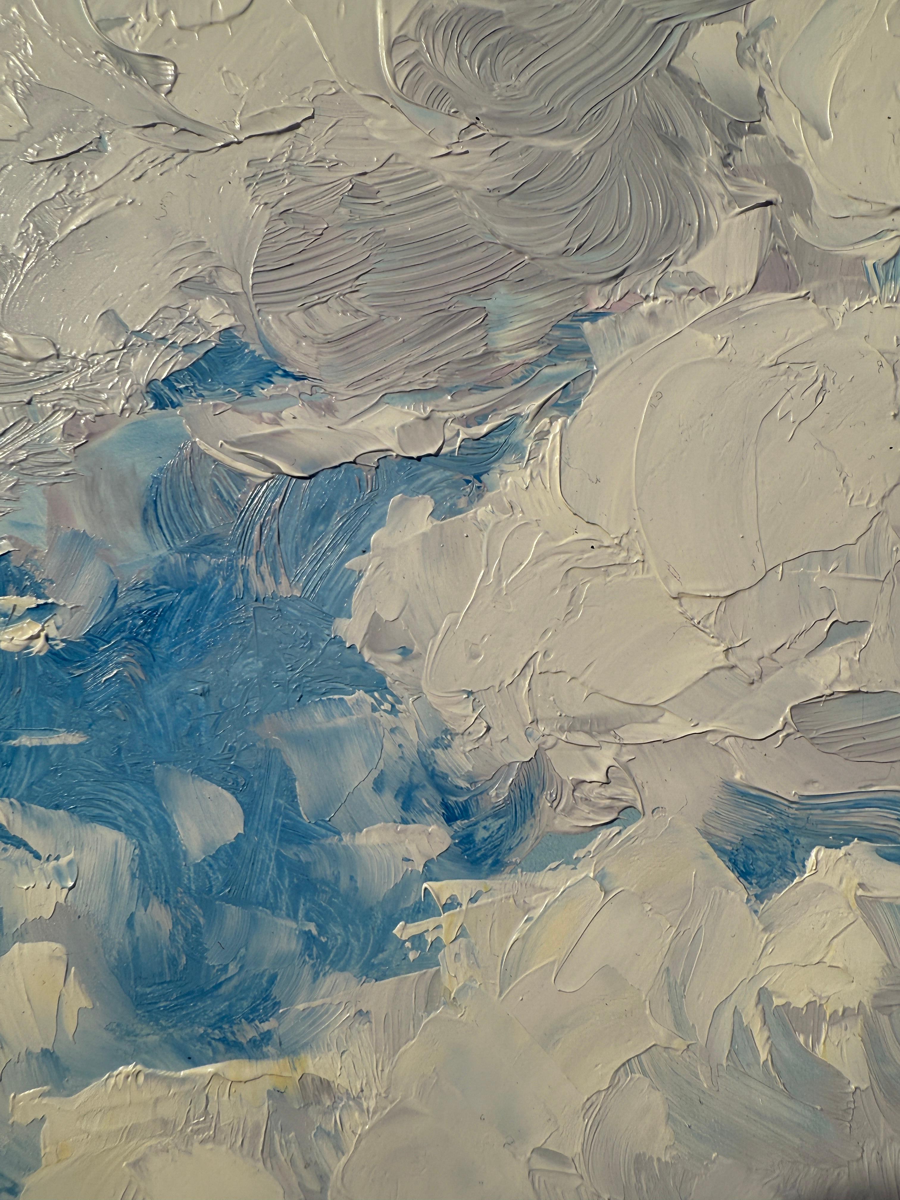 Summer Clouds - Blue Landscape Painting by Martha Mans