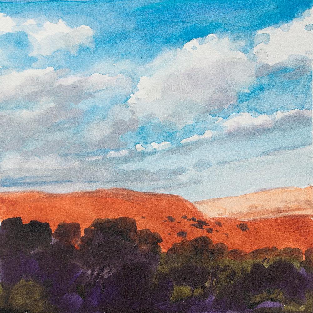 Landscape Painting de Martha Mans - Nubes arrastradas por el viento