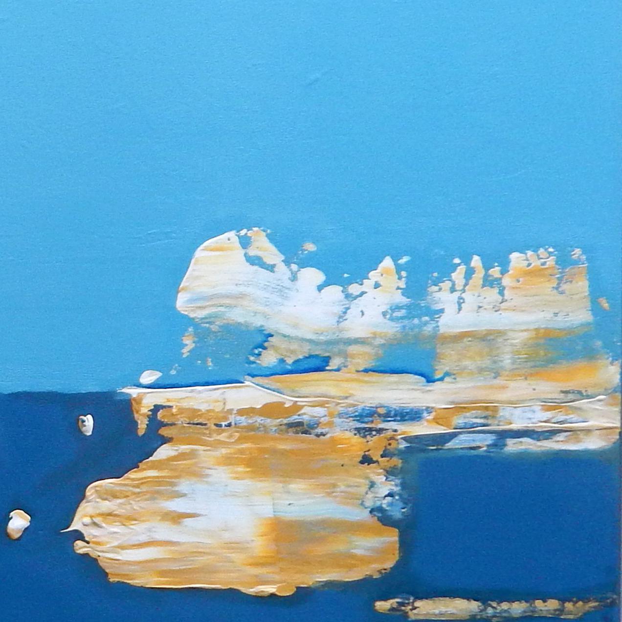 Sunrise at Shelter Island - Blue Abstract Painting by Martha McAleer