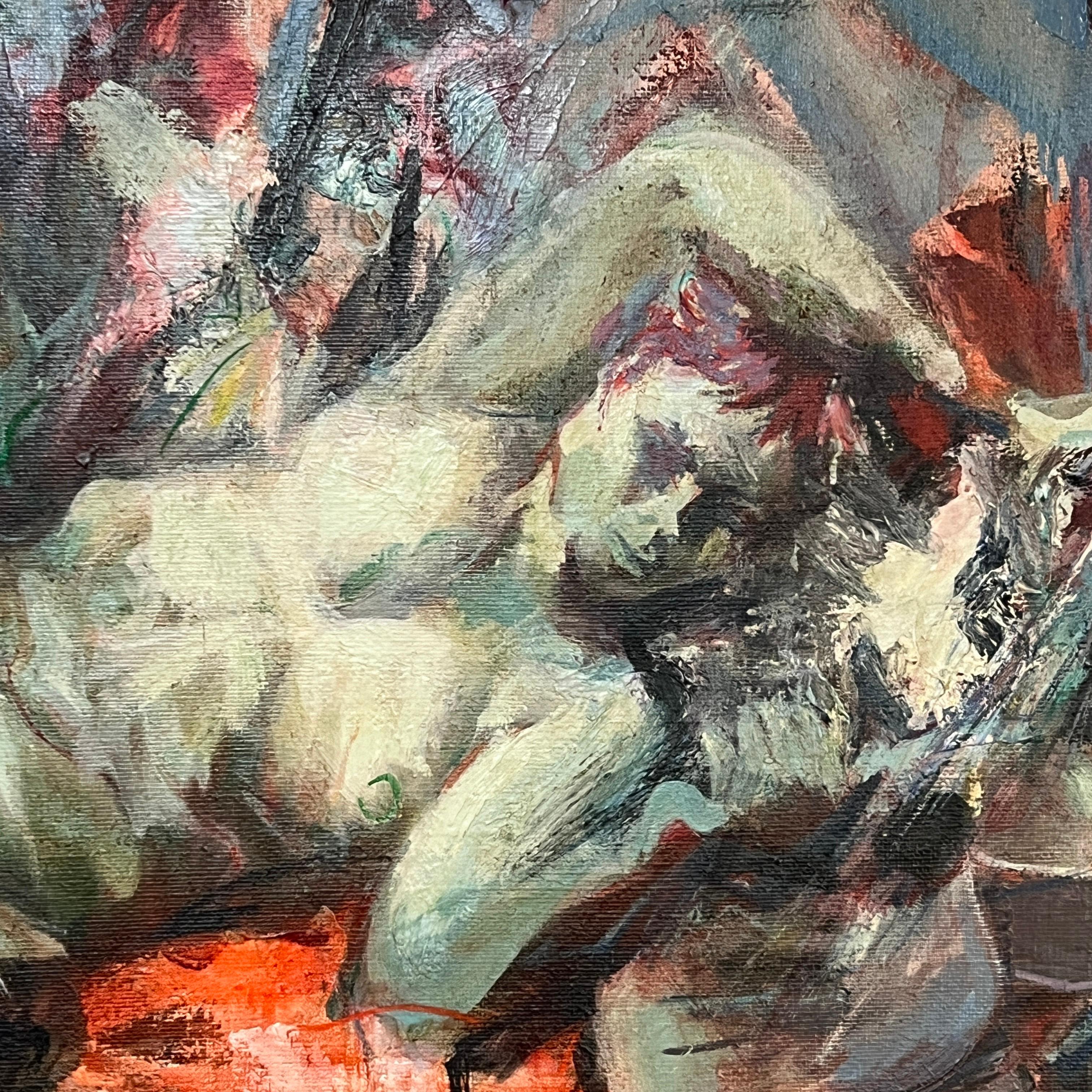 Martha Moore Modernistischer Expressionist Öl, ca. 1960s (Moderne der Mitte des Jahrhunderts) im Angebot
