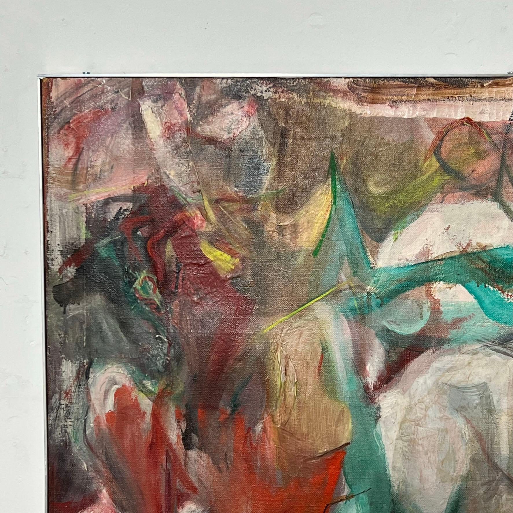 Huile expressionniste moderniste de Martha Moore, vers les années 1960 Bon état - En vente à Peabody, MA