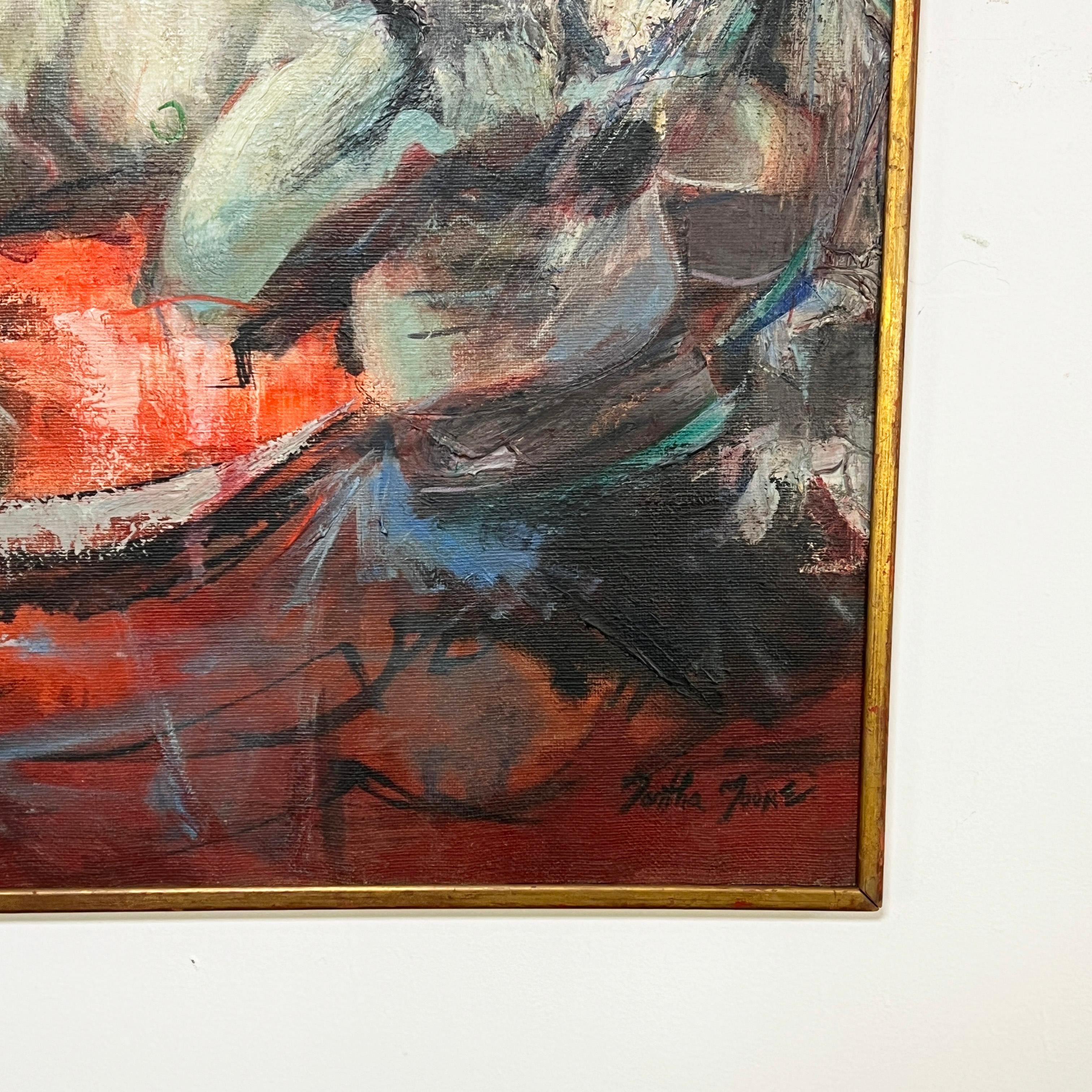 Martha Moore Modernistischer Expressionist Öl, ca. 1960s (Mitte des 20. Jahrhunderts) im Angebot