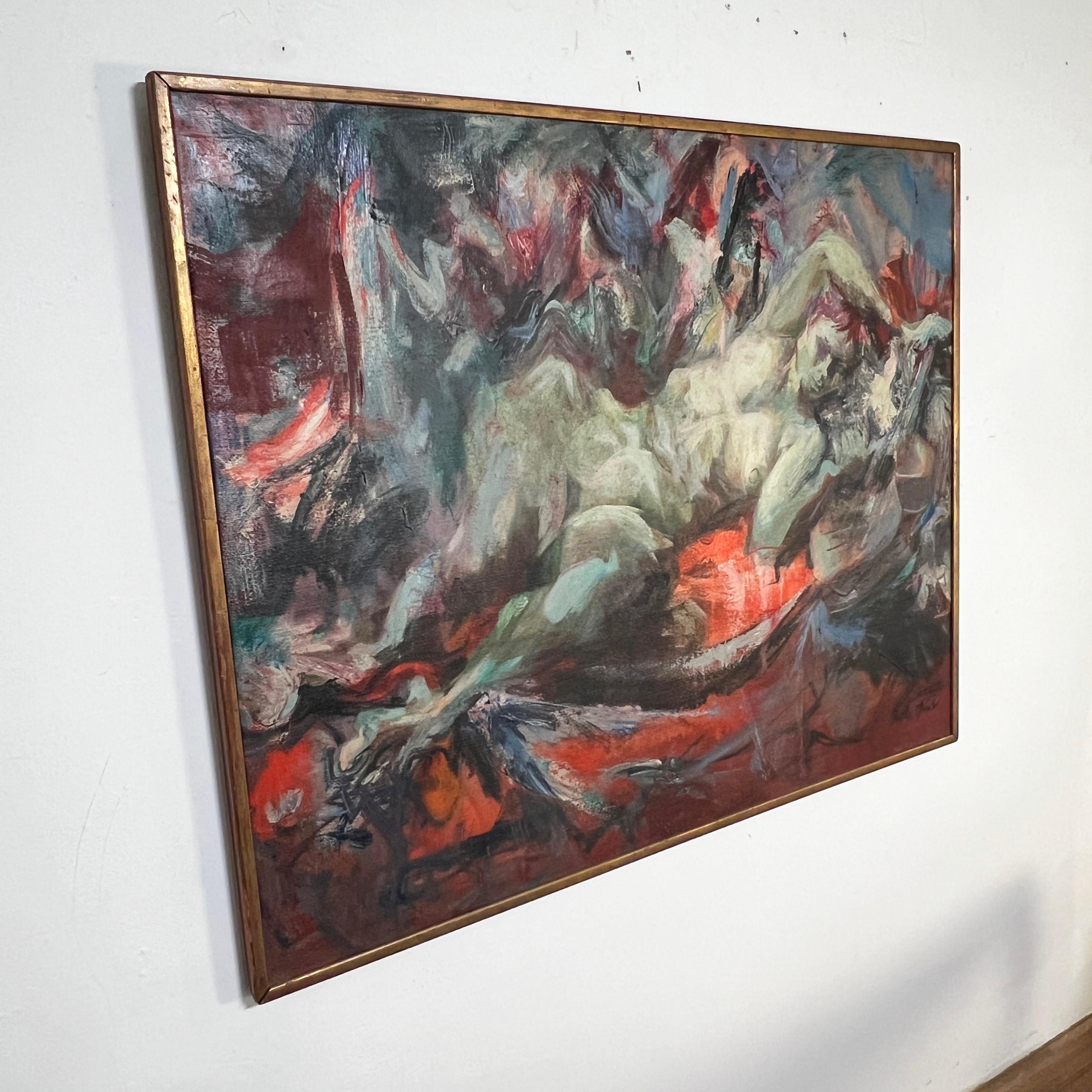 Martha Moore Modernistischer Expressionist Öl, ca. 1960s im Angebot 1