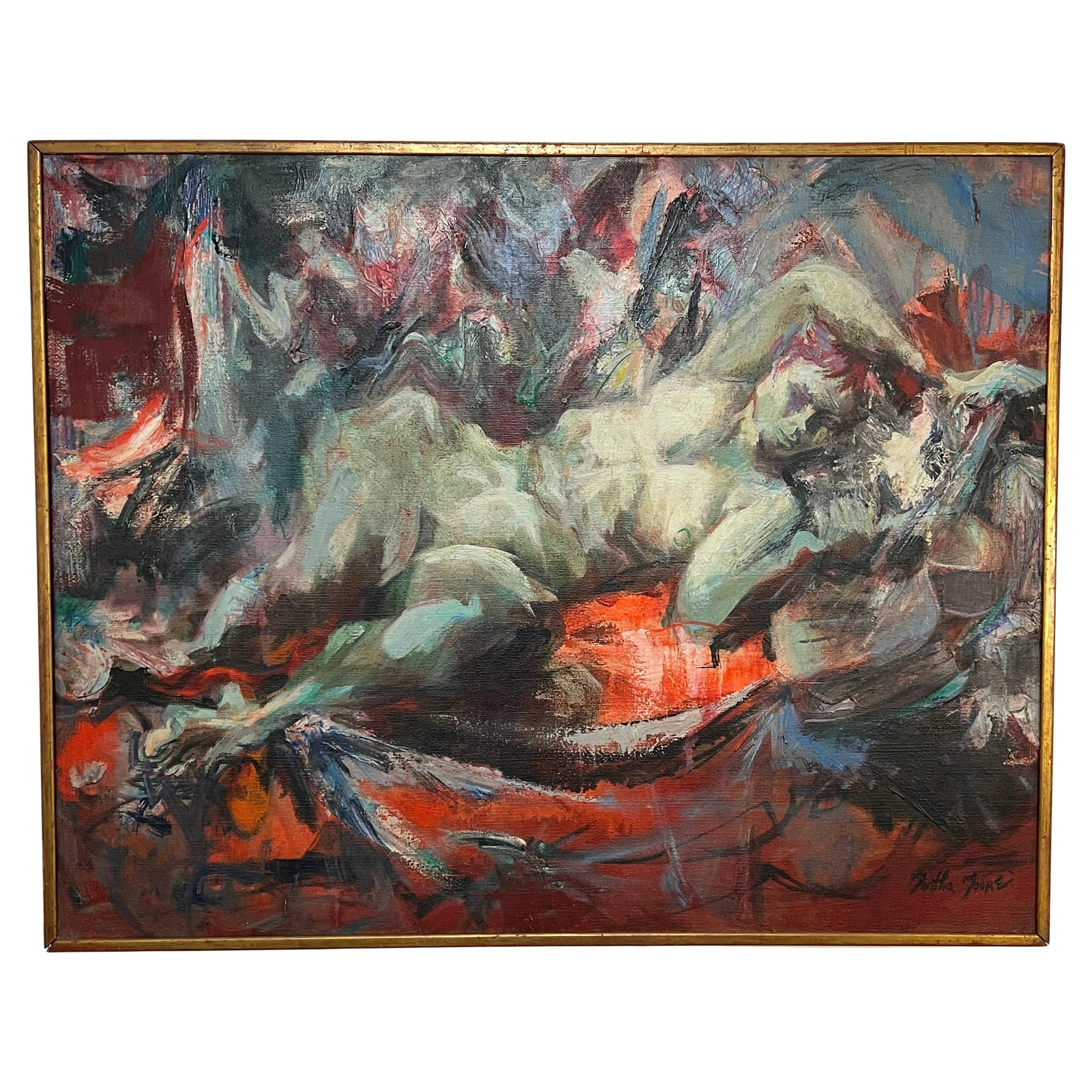 Martha Moore Modernist Expressionist Oil, Ca. 1960s