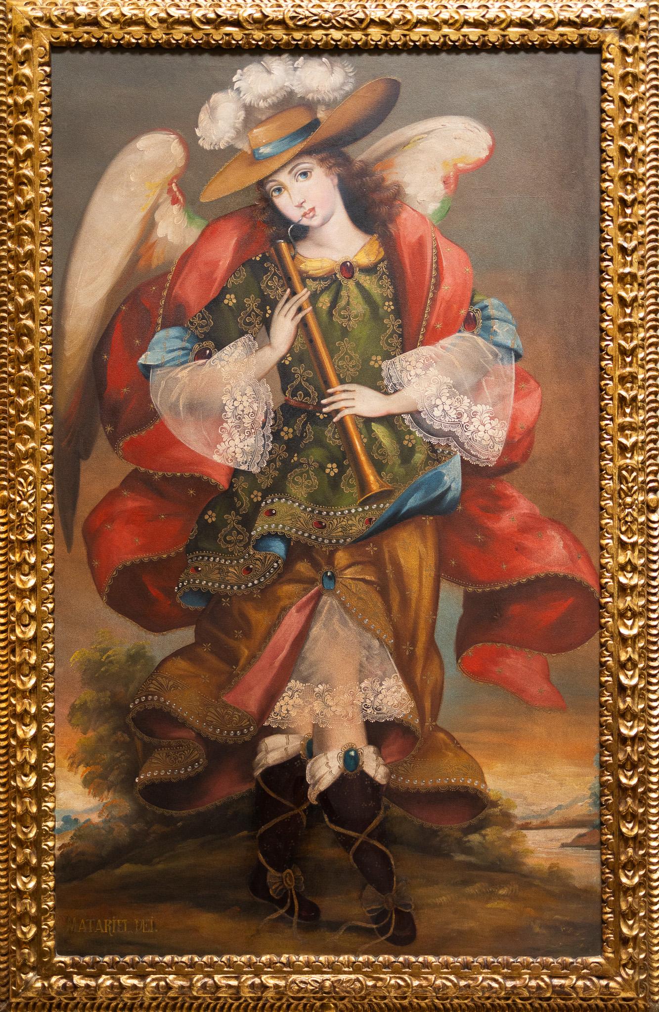 „Matariel Dei“ von Martha Ochoa, Öl auf Leinwand, Katholisches Gemälde im Cusco-Stil, Öl im Angebot 1