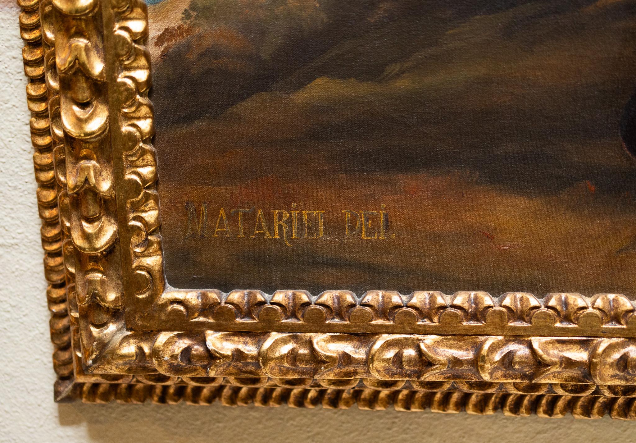 „Matariel Dei“ von Martha Ochoa, Öl auf Leinwand, Katholisches Gemälde im Cusco-Stil, Öl im Angebot 2
