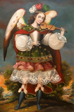 "Nataniel" Peruvian Cusco School Catholic Iconography by Martha Ochoa