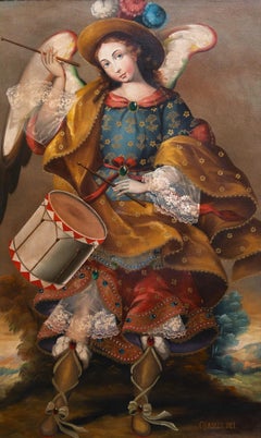 "Ofaniel Dei" Cusco School Style Catholic Angel Iconography by Martha Ochoa