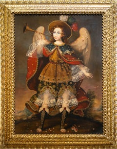 "Salgiel Dei" Cusco School Style Depiction of Angel by Martha Ochoa