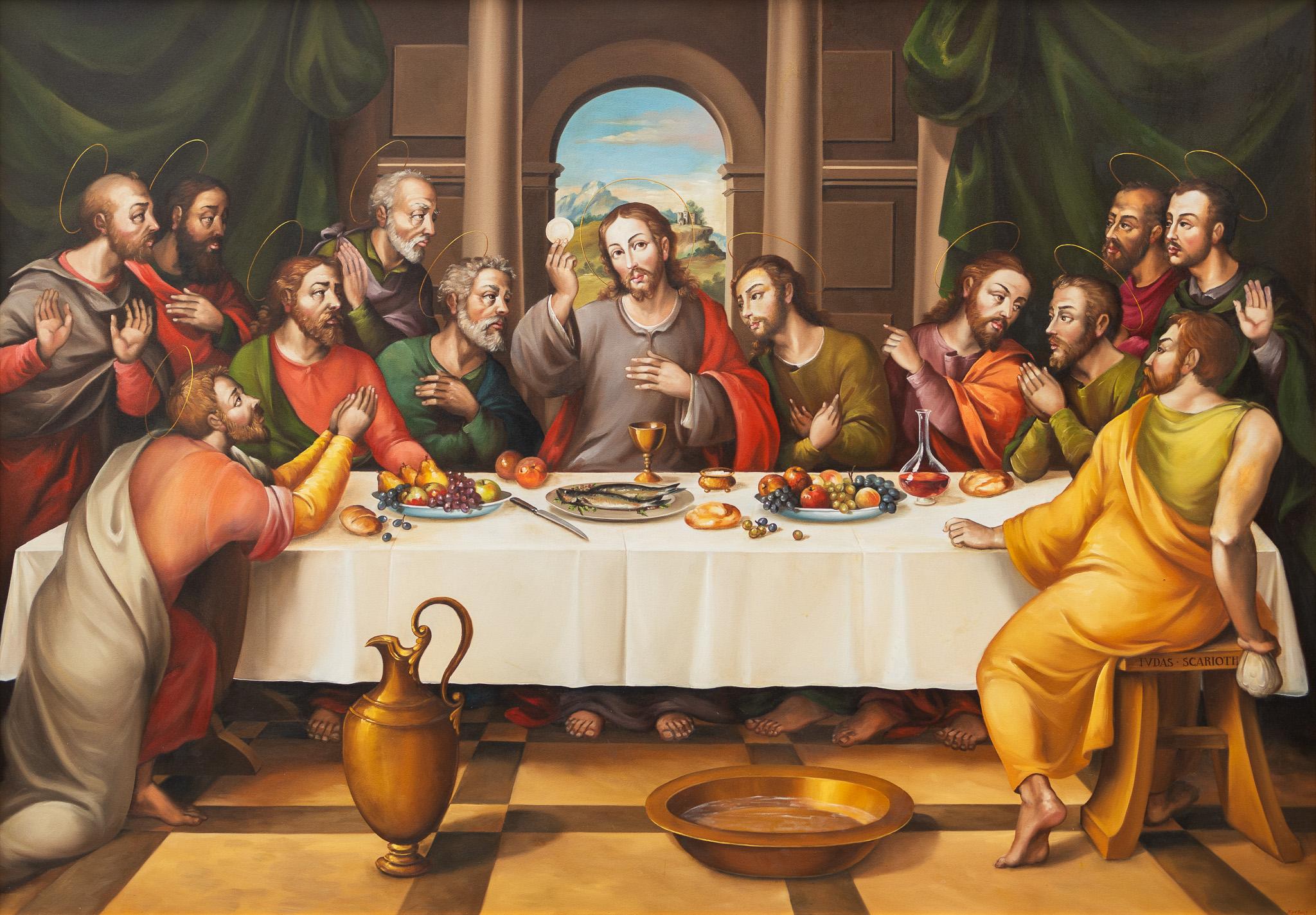 Por Martha Ochoa
Óleo sobre lienzo
Tamaño del lienzo: 55 x 78,25 pulgadas
Tamaño enmarcado: 61,25 x 84,5 pulgadas 

Este precioso cuadro de Martha Ochoa pertenece a la tradición cusqueña. La Escuela Cusqueña fue una tradición artística que surgió en