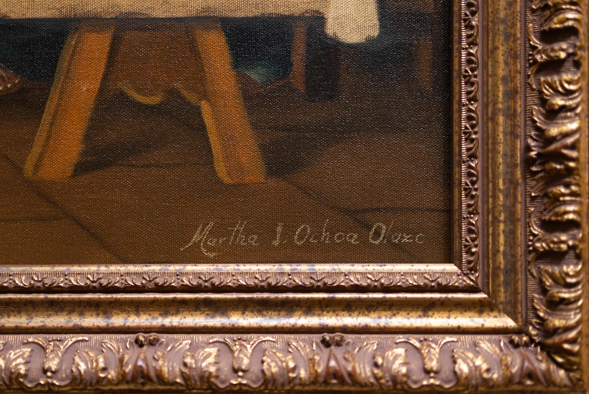 « Le dernier supplément », représentation péruvienne de style Cusco de Jésus avec les disciples - Baroque Painting par Martha Ochoa