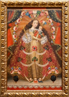 "Virgen de la Almudena" Cusco Style Image of the Virgin Mary and Baby Jesus