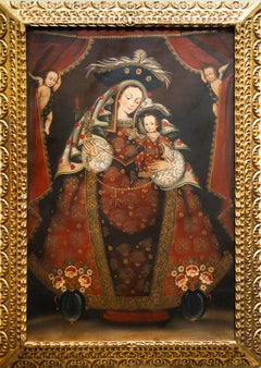 "Virgen de la Divina Pastora" Peruvian Cusco School Style Image of Virgin Mary