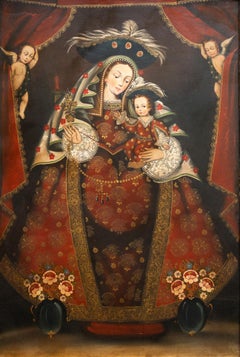"Virgen de la Divina Pastora" Peruvian Cusco School Style Image of Virgin Mary