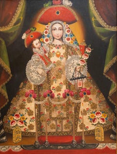 "Virgen de Las Mercedes" Peruvian Cusco School Style Virgin Mary by Martha Ochoa