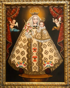 "Virgen Huápulo" Peruvian Cusco School Painting of Virgin Mary by Martha Ochoa