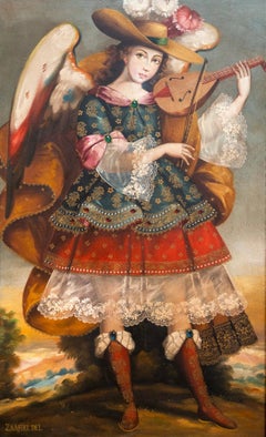 "Zaafiel Dei" Peruvian Cusco School Style Depiction of an Angel by Martha Ochoa