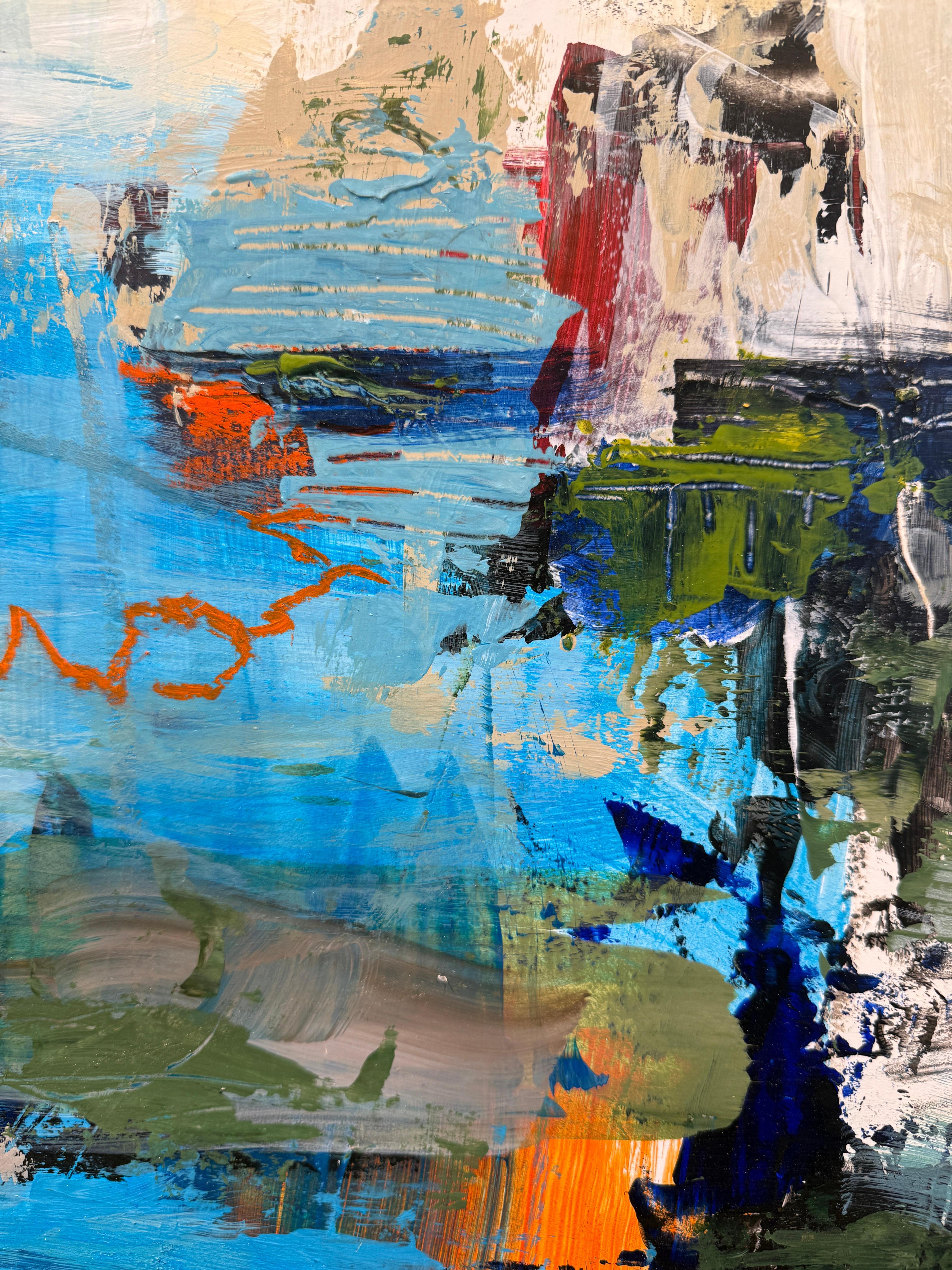 Dordogne Memory II - Gray Abstract Painting by Martha Rea Baker