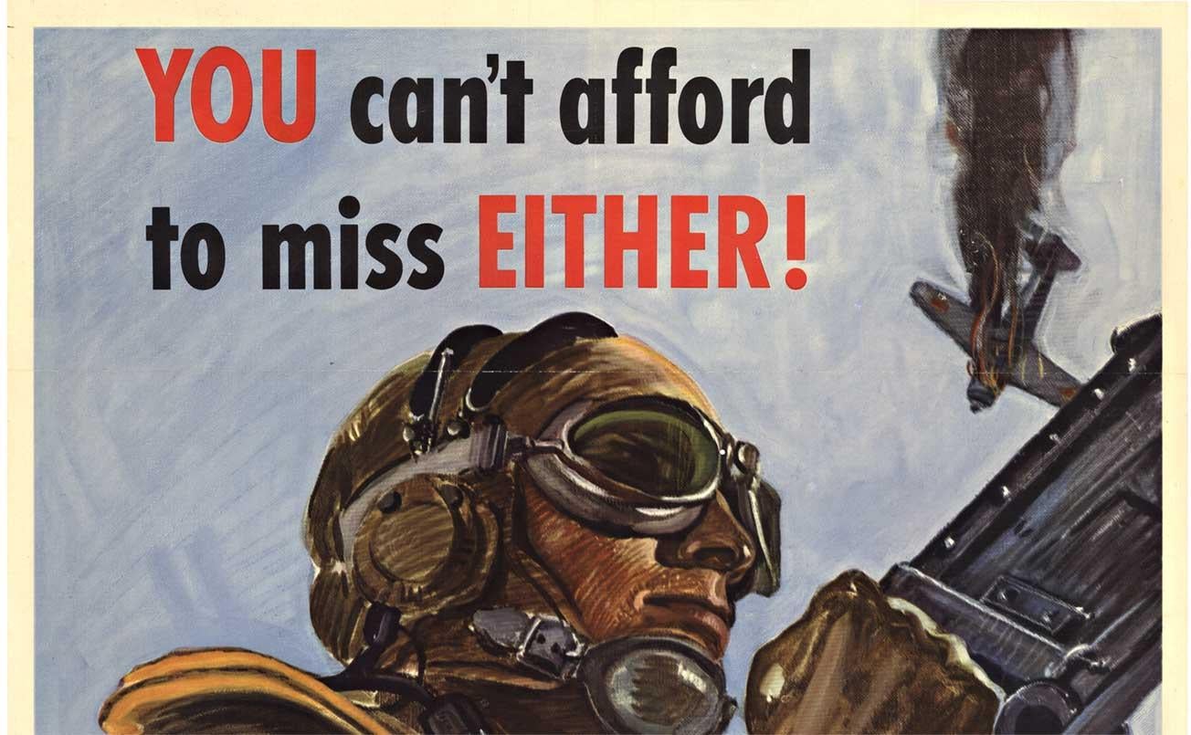 Original Buy Bonds Every Payday póster vintage de la Segunda Guerra Mundial - Print realista estadounidense de Martha Sawyers