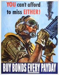 You Can't Afford to Miss Either Original Vintage WWII Poster by Sawyers 1942