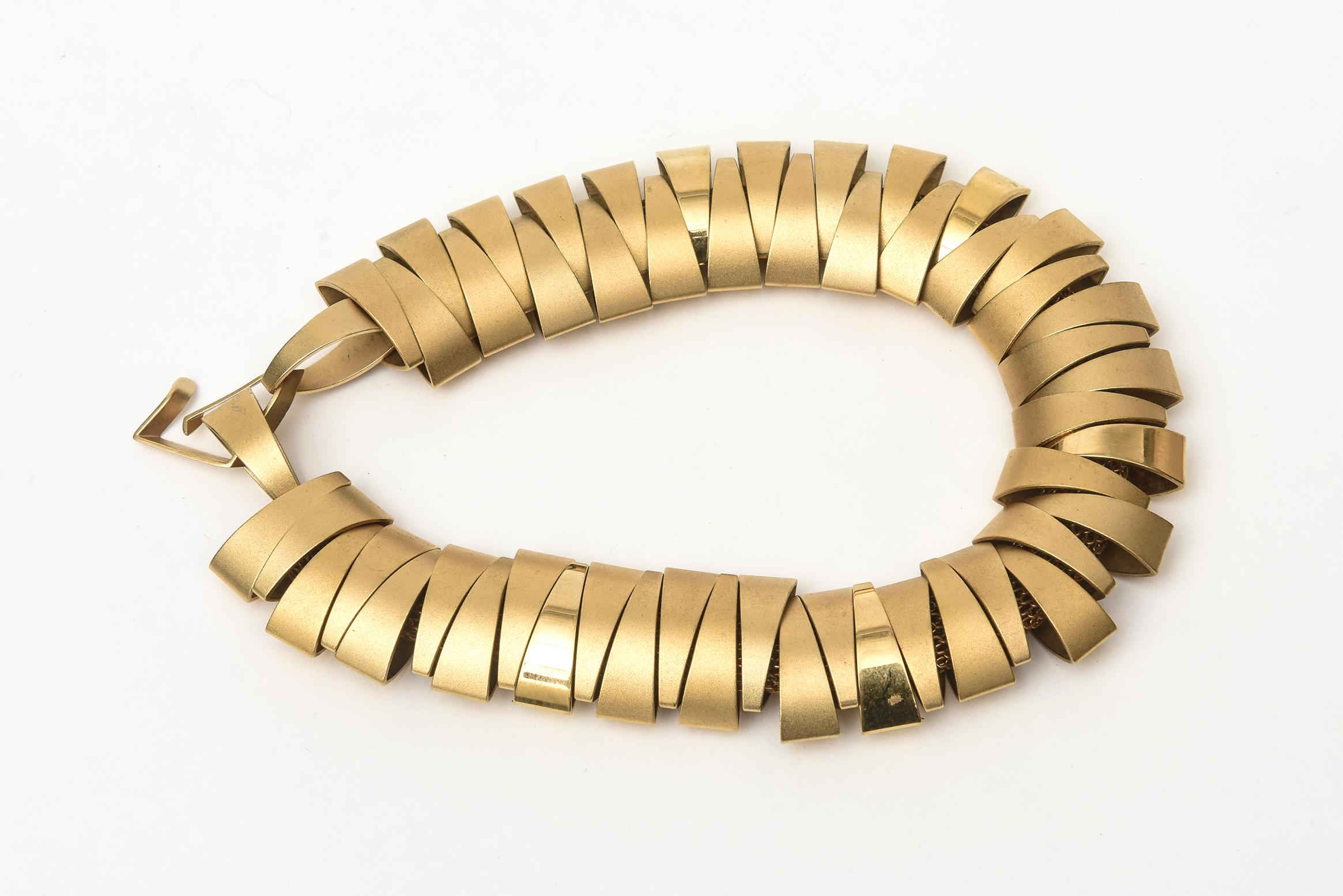 Modern  Sculptural Gold Plated Collar Necklace