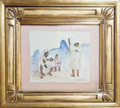 "Mothers and Children, North Africa" Martha Walter,  Impressionist Watercolor