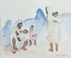 « Mères et enfants, Afrique du Nord », Martha Walter  Aquarelle impressionniste