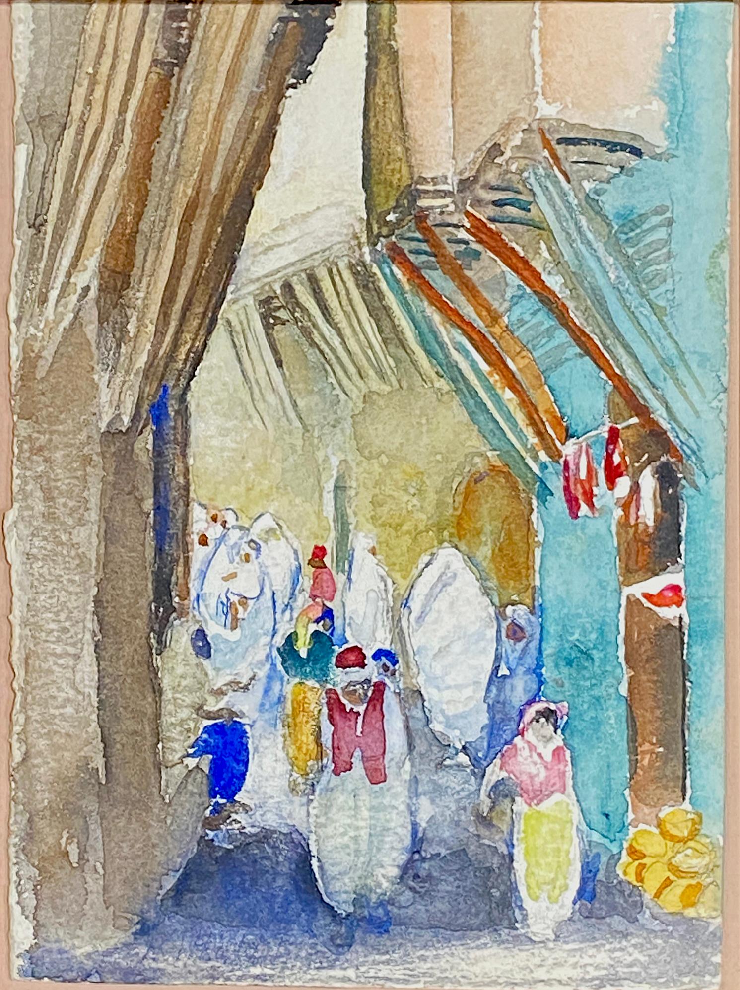 Pasaje África del Norte, escena callejera - Painting de Martha Walter