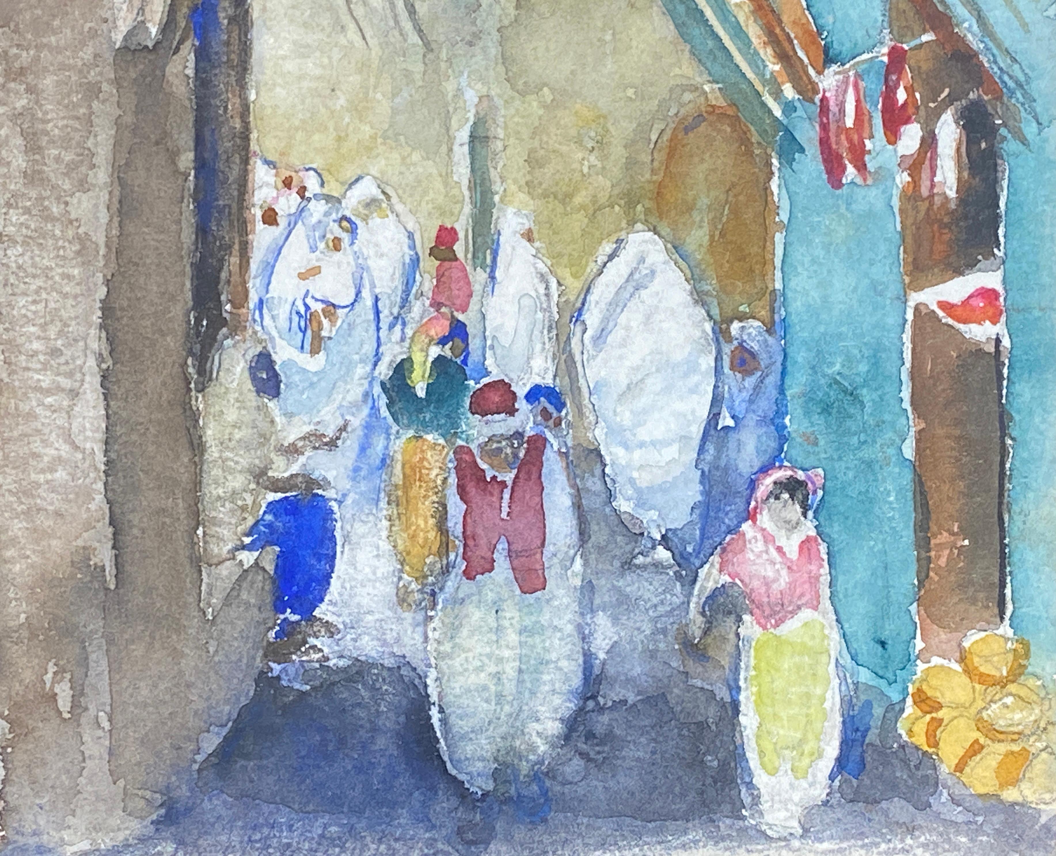 Pasaje África del Norte, escena callejera - Figurative Painting Marrón de Martha Walter