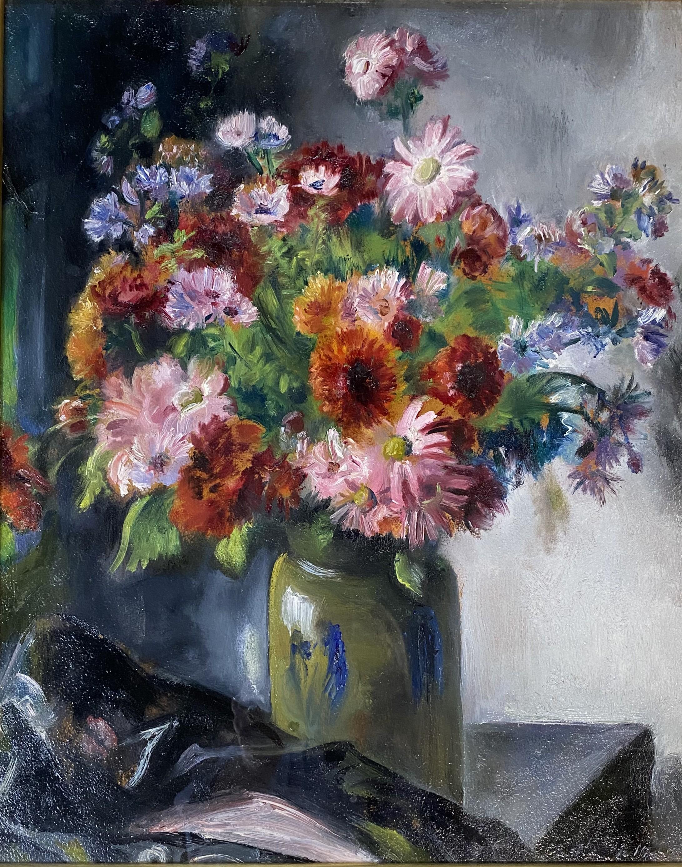 Stillleben mit Blumen in einer Steingutvase (Amerikanischer Impressionismus), Art, von Martha Walter