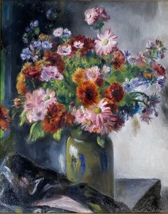 Stillleben mit Blumen in einer Steingutvase