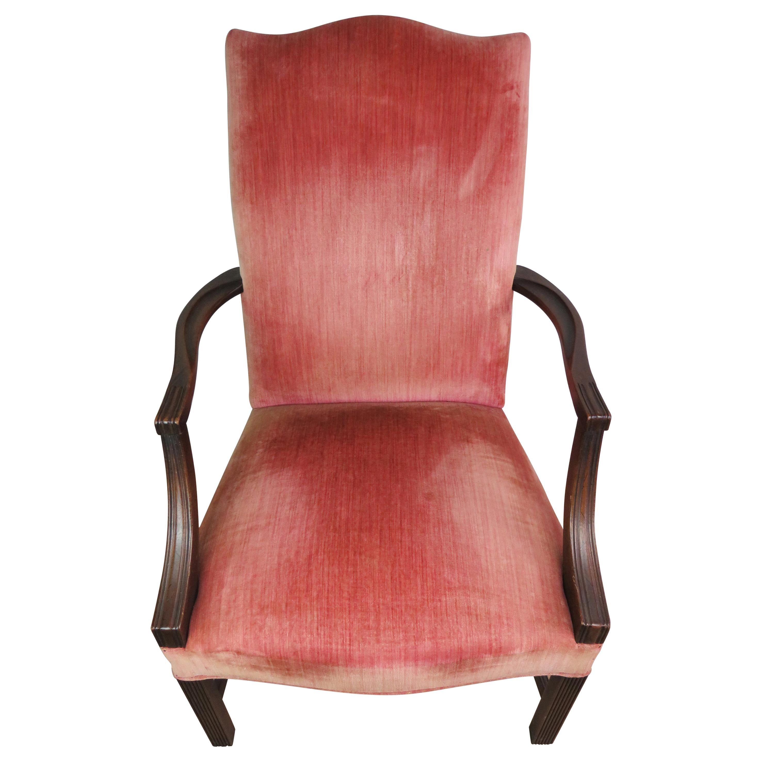 "Martha Washington" Mahogany Upholstered Lolling Chair, circa 1930s