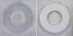 "Light and Dark Raised Rings". Contemporary Mixed Media Diptych