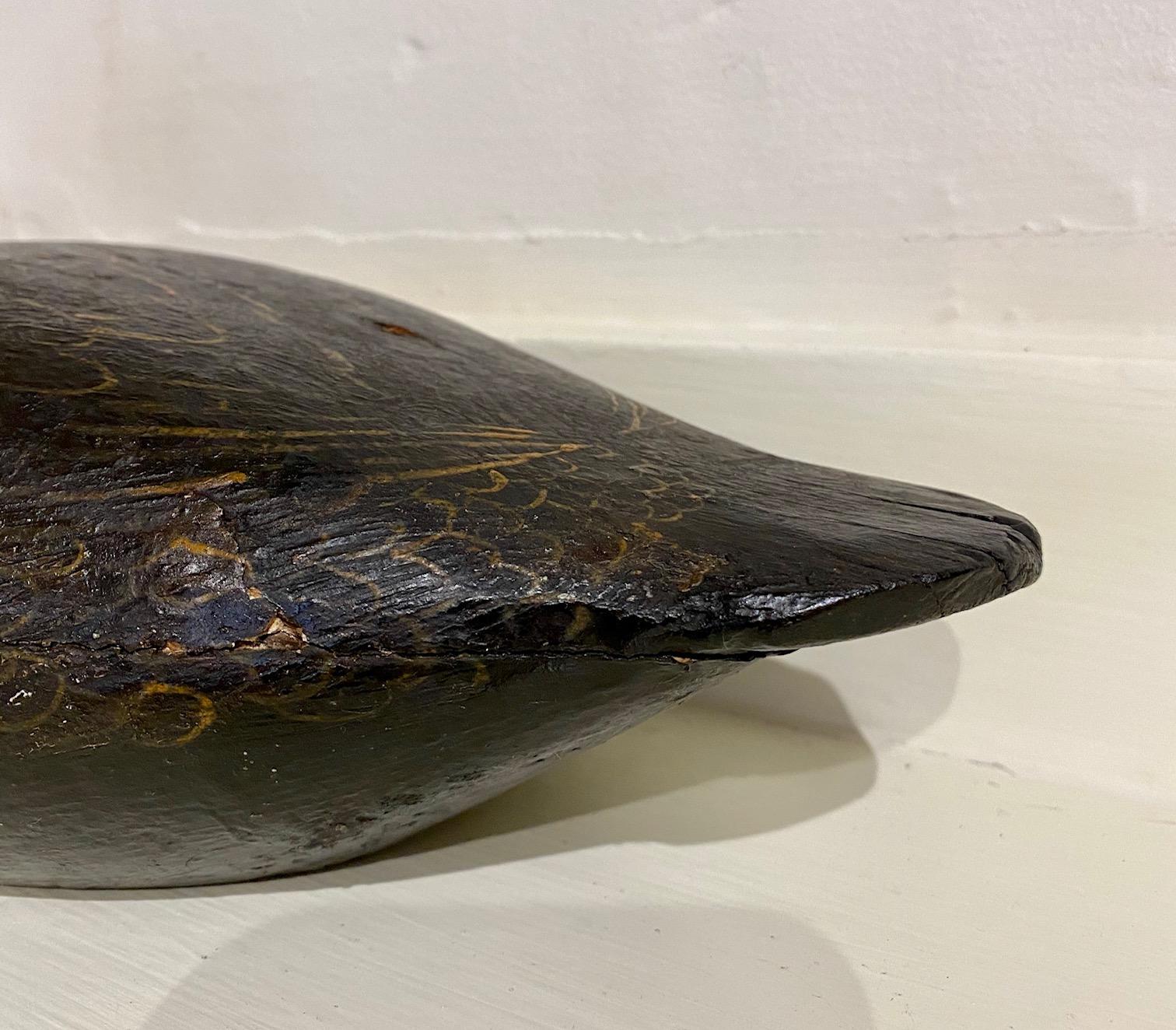 Folk Art Martha's Vineyard Black Duck Decoy by Frank Richardson, circa 1920